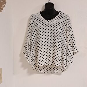 Green Envelope Los Angeles Black and White Polka Dot Blouse Misses Size Medium